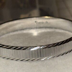 Bracelet CROWN Trifari Etched Silver Bangle 2.5 Inches Across Signed Vintage